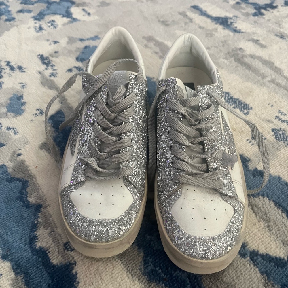 Golden Goose Silver Lace-Up Sneakers